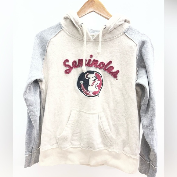Colosseum Tops - Colosseum Florida State Seminoles Cream and Gray Hoodie